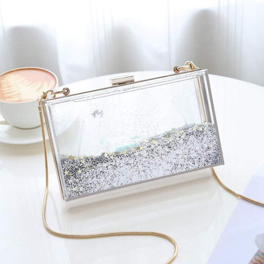 Magical Transparent Sequins Clutch Purse Evening Handbag For Party